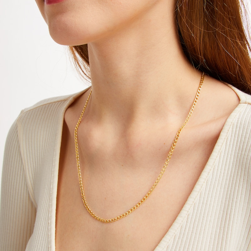 Main Image 4 of Curb Chain Necklace 2.3mm Hollow 10K Yellow Gold 22&quot;