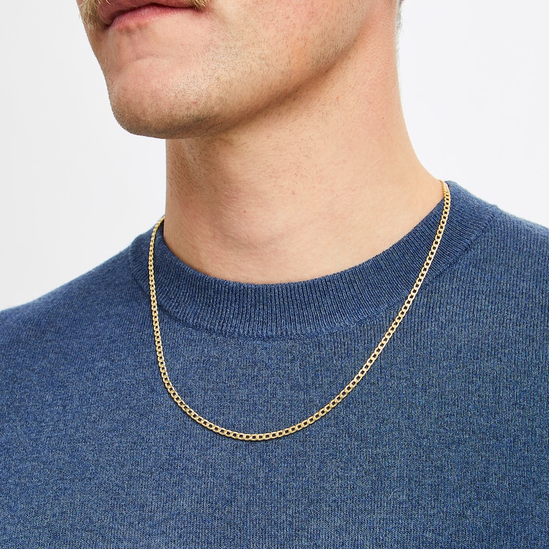 Main Image 5 of Curb Chain Necklace 2.3mm Hollow 10K Yellow Gold 22&quot;