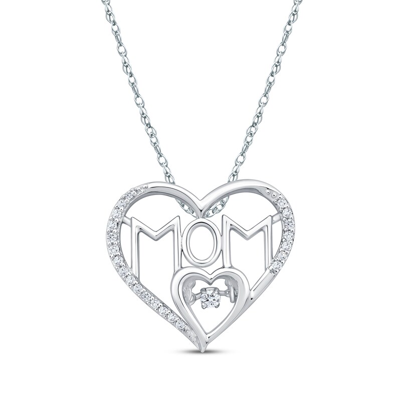 Main Image 1 of Unstoppable Love Diamond &quot;Mom&quot; Heart Necklace 1/8 ct tw 10K White Gold