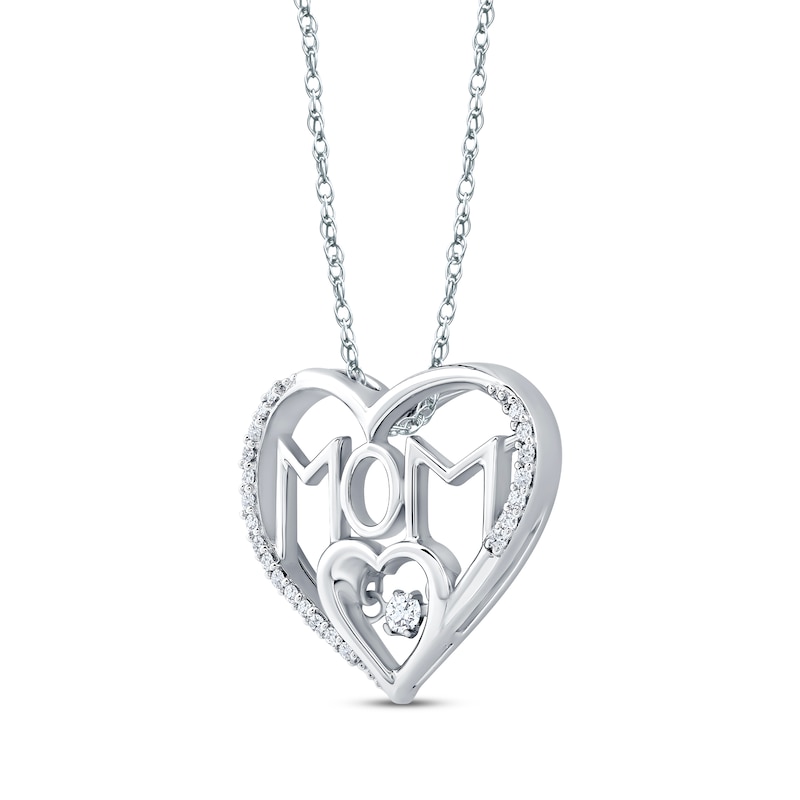 Main Image 3 of Unstoppable Love Diamond &quot;Mom&quot; Heart Necklace 1/8 ct tw 10K White Gold