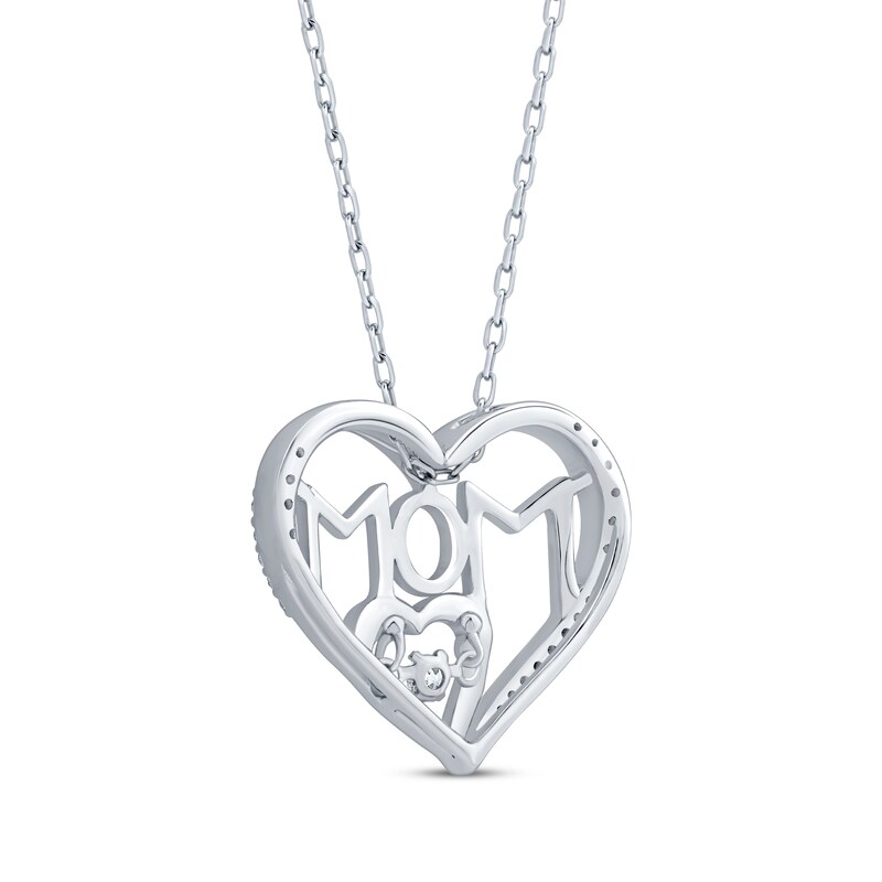 Main Image 5 of Unstoppable Love Diamond &quot;Mom&quot; Heart Necklace 1/8 ct tw 10K White Gold