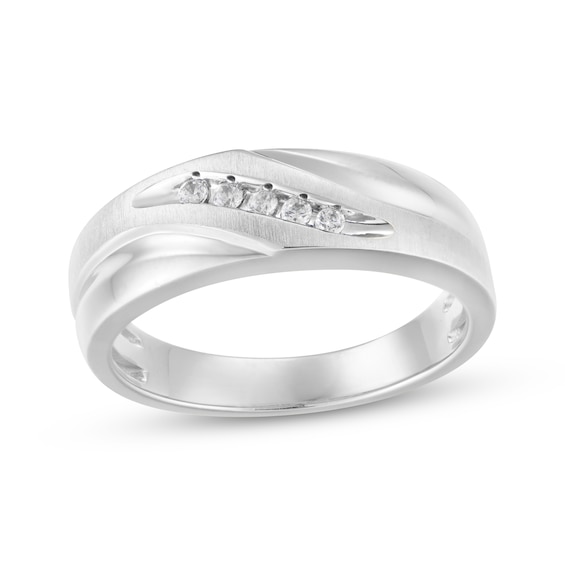 Men's Diamond Sculpted Wedding Band 1/15 ct tw 10K White Gold