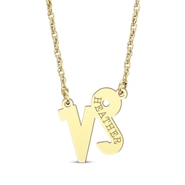 Engravable "Capricorn" Zodiac Sign Necklace 10K Yellow Gold 18"