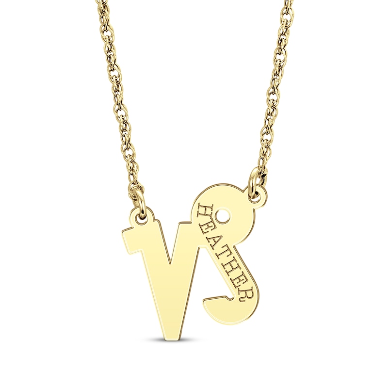Main Image 1 of Engravable &quot;Capricorn&quot; Zodiac Sign Necklace 10K Yellow Gold 18&quot;