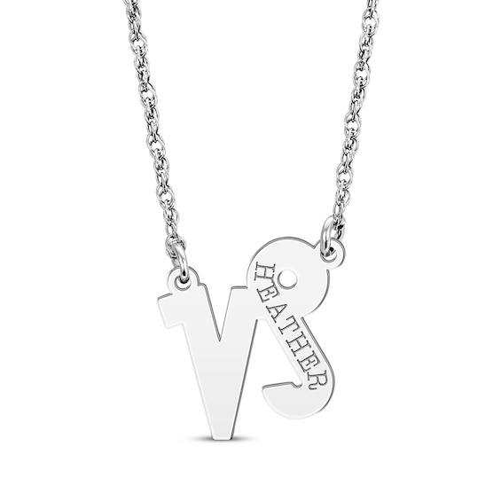 Engravable "Capricorn" Zodiac Sign Necklace 14K White Gold 18"