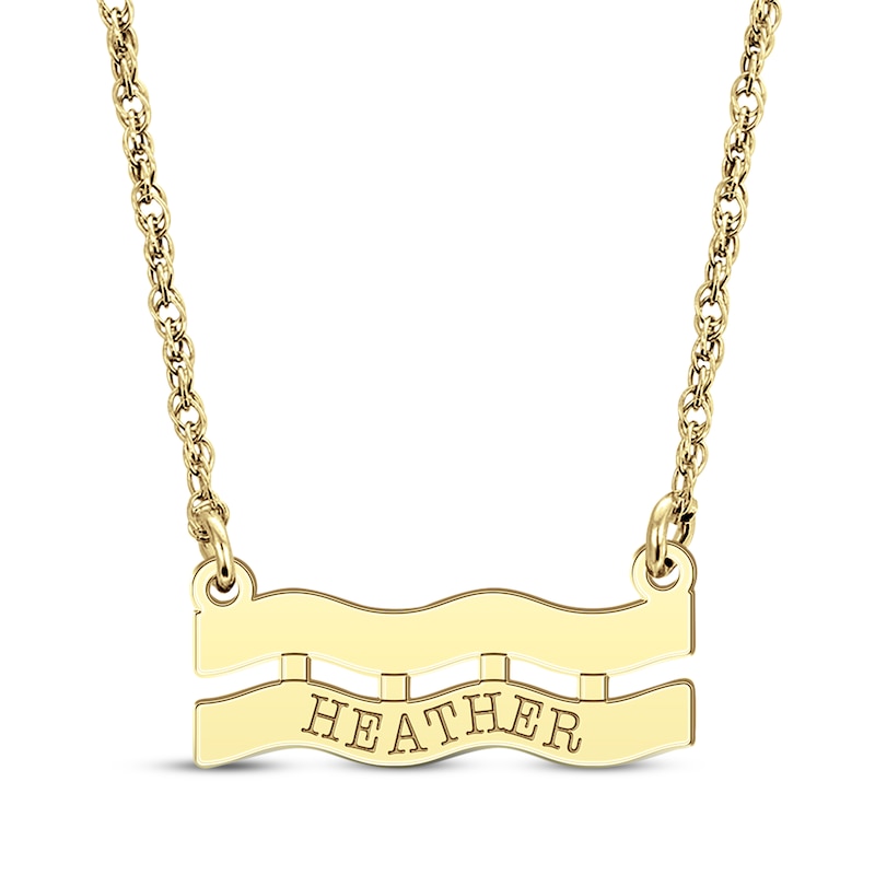 Main Image 1 of Engravable "Aquarius" Zodiac Sign Necklace 10K Yellow Gold 18"