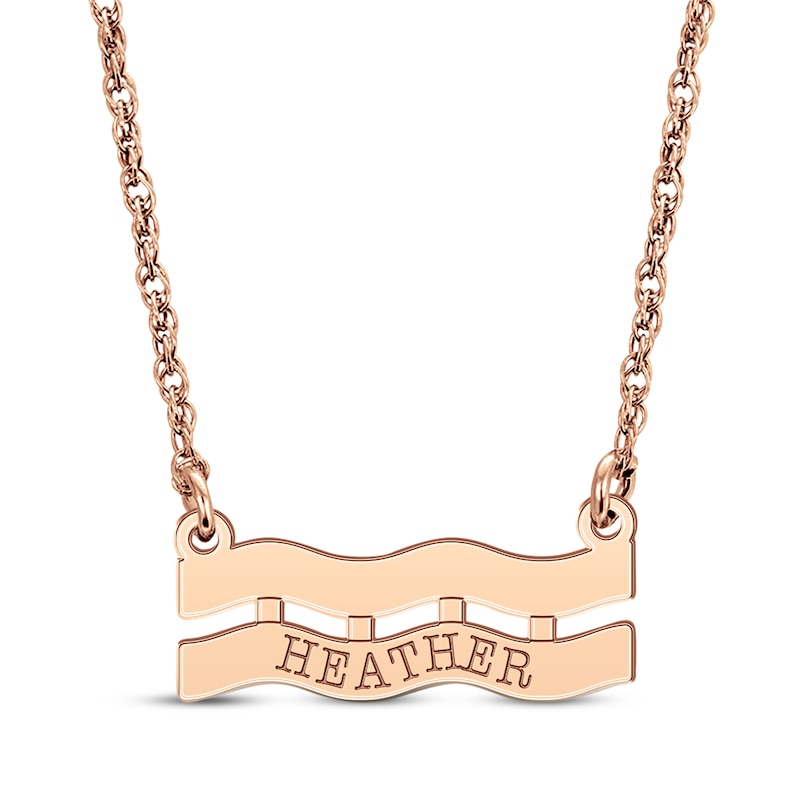 Main Image 1 of Engravable &quot;Aquarius&quot; Zodiac Sign Necklace 14K Rose Gold 18&quot;