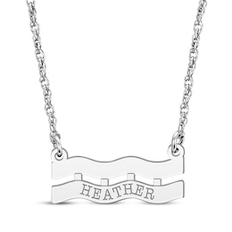 Engravable "Aquarius" Zodiac Sign Necklace 14K White Gold 18"