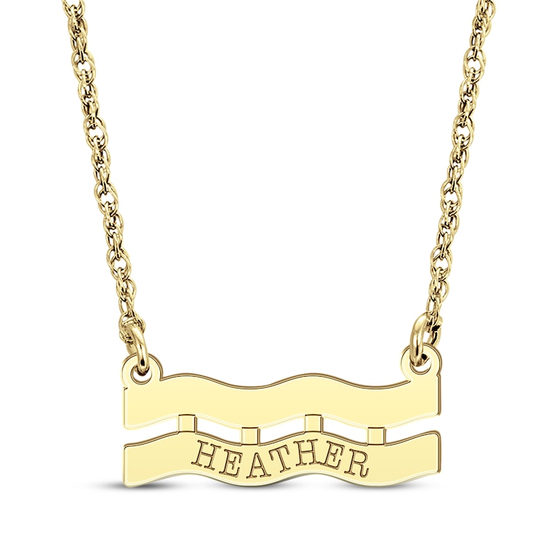 Main Image 1 of Engravable &quot;Aquarius&quot; Zodiac Sign Necklace 14K Yellow Gold 18&quot;
