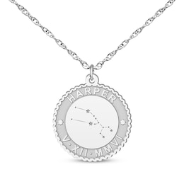 "Taurus" Scalloped Name & Date Constellation Necklace Sterling Silver 18"