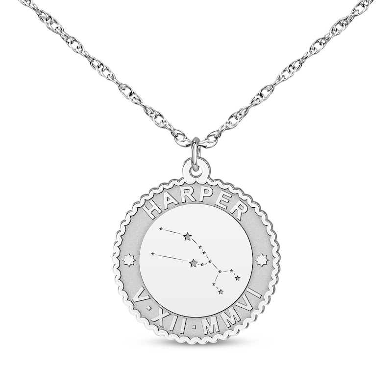 Main Image 1 of &quot;Taurus&quot; Scalloped Name & Date Constellation Necklace Sterling Silver 18&quot;