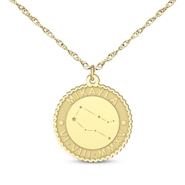 "Gemini" Scalloped Name & Date Constellation Necklace 14K Yellow Gold 18"