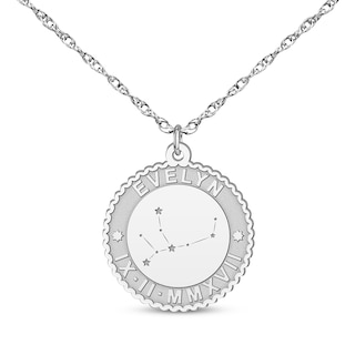 "Virgo" Scalloped Name & Date Constellation Necklace Sterling Silver 18"