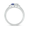 Thumbnail Image 3 of Engravable Blue & White Lab-Created Sapphire & Diamond Two-Stone Ring 1/10 ct tw Sterling Silver