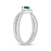 Thumbnail Image 2 of Engravable Lab-Created Emerald & Diamond Chevron Ring 1/10 ct tw Sterling Silver