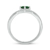Thumbnail Image 3 of Engravable Lab-Created Emerald & Diamond Chevron Ring 1/10 ct tw Sterling Silver