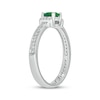 Thumbnail Image 2 of Engravable Lab-Created Emerald & Diamond Ring 1/10 ct tw Sterling Silver
