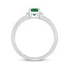 Thumbnail Image 3 of Engravable Lab-Created Emerald & Diamond Ring 1/10 ct tw Sterling Silver