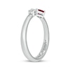 Thumbnail Image 2 of Engravable Pear-Shaped Lab-Created Ruby & Round-cut Diamond Deconstructed Ring 1/10 ct tw Sterling Silver