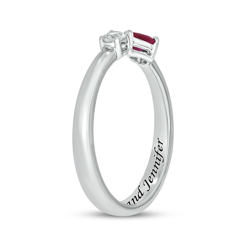 Main Image 2 of Engravable Pear-Shaped Lab-Created Ruby & Round-cut Diamond Deconstructed Ring 1/10 ct tw Sterling Silver