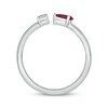 Thumbnail Image 3 of Engravable Pear-Shaped Lab-Created Ruby & Round-cut Diamond Deconstructed Ring 1/10 ct tw Sterling Silver