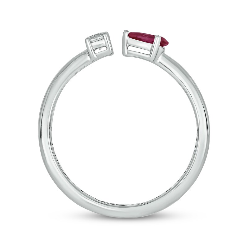 Main Image 3 of Engravable Pear-Shaped Lab-Created Ruby & Round-cut Diamond Deconstructed Ring 1/10 ct tw Sterling Silver