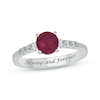 Thumbnail Image 1 of Engravable Lab-Created Ruby & Diamond Ring 1/5 ct tw Sterling Silver