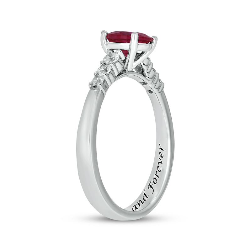 Main Image 2 of Engravable Lab-Created Ruby & Diamond Ring 1/5 ct tw Sterling Silver