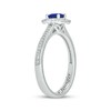 Thumbnail Image 2 of Engravable Blue Lab-Created Sapphire & Diamond Ring 1/8 ct tw Sterling Silver