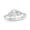 Thumbnail Image 1 of Engravable Oval-Cut White Lab-Created Sapphire & Diamond Ring 1/10 ct tw Sterling Silver