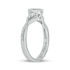 Thumbnail Image 2 of Engravable Oval-Cut White Lab-Created Sapphire & Diamond Ring 1/10 ct tw Sterling Silver