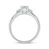 Thumbnail Image 3 of Engravable Oval-Cut White Lab-Created Sapphire & Diamond Ring 1/10 ct tw Sterling Silver
