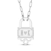 Thumbnail Image 0 of Couple's Initial Padlock Paperclip Chain Necklace Sterling Silver 18"