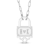 Thumbnail Image 1 of Couple's Initial Padlock Paperclip Chain Necklace Sterling Silver 18&quot;