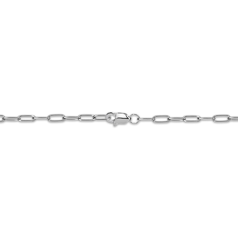 Couple's Initial Padlock Paperclip Chain Necklace Sterling Silver 18"