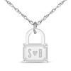 Thumbnail Image 1 of Couple's Initial Padlock Necklace 14K White Gold 18&quot;