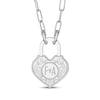 Thumbnail Image 1 of Couple's Diamond Accent Decorative Lock Paperclip Chain Necklace Sterling Silver 18&quot;