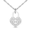 Thumbnail Image 1 of Couple's Diamond Accent Heart Lock Necklace 10K White Gold 18&quot;