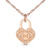 Thumbnail Image 1 of Couple's Diamond Accent Heart Lock Necklace 14K Rose Gold 18"