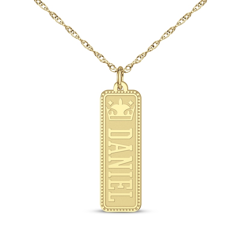 Main Image 1 of Men's Diamond Accent Vertical Name Tag Necklace 14K Yellow Gold 22&quot;