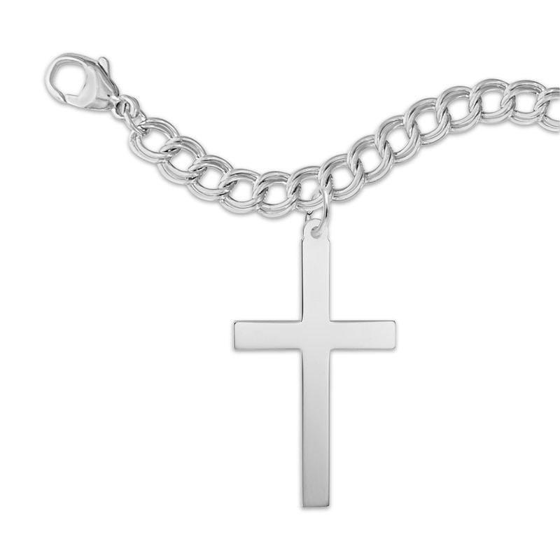Main Image 1 of Cross Charm & Bracelet Sterling Silver 7&quot;
