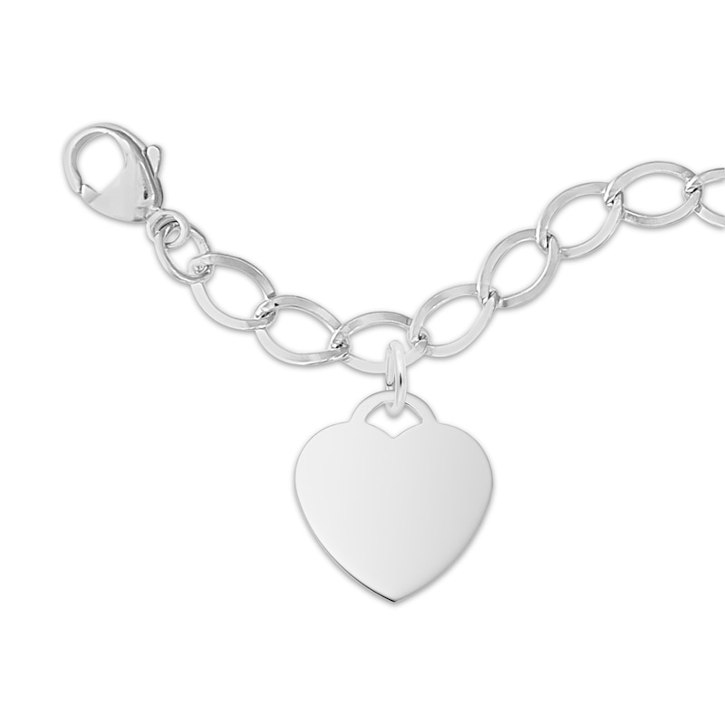 Main Image 1 of Heart Charm & Bracelet Sterling Silver 7"