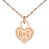 Thumbnail Image 1 of Couple's Engravable Diamond Accent Heart Lock Necklace 14K Rose Gold 18&quot;