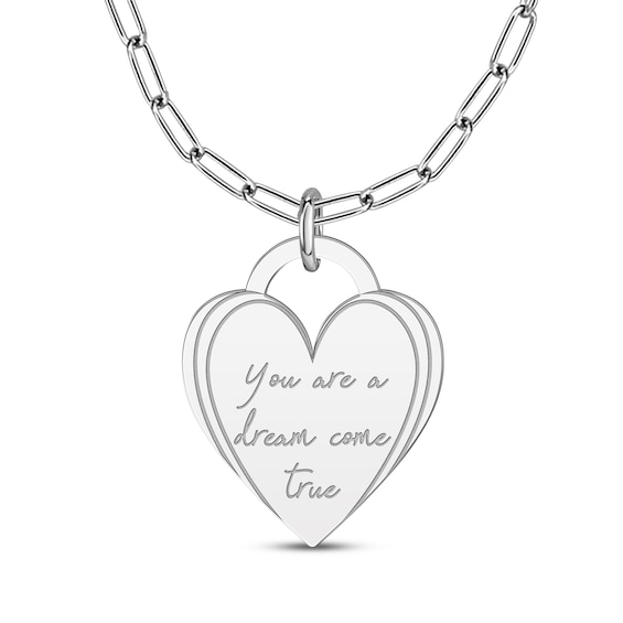 Engravable Heart Lock Necklace Sterling Silver 18"