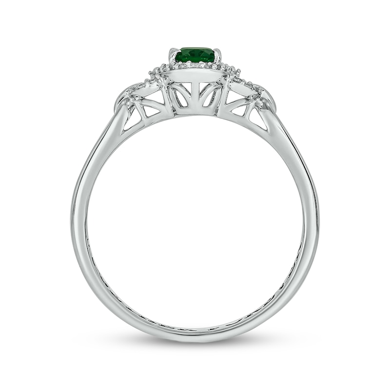 Engravable Oval-Cut Lab-Created Emerald & Diamond Ring 1/10 ct tw ...