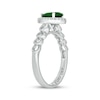 Thumbnail Image 1 of Engravable Pear-Shaped Lab-Created Emerald & Diamond Ring 1/10 ct tw Sterling Silver