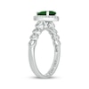 Thumbnail Image 2 of Engravable Pear-Shaped Lab-Created Emerald & Diamond Ring 1/10 ct tw Sterling Silver