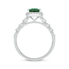 Thumbnail Image 2 of Engravable Pear-Shaped Lab-Created Emerald & Diamond Ring 1/10 ct tw Sterling Silver