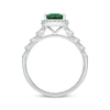 Thumbnail Image 3 of Engravable Pear-Shaped Lab-Created Emerald & Diamond Ring 1/10 ct tw Sterling Silver