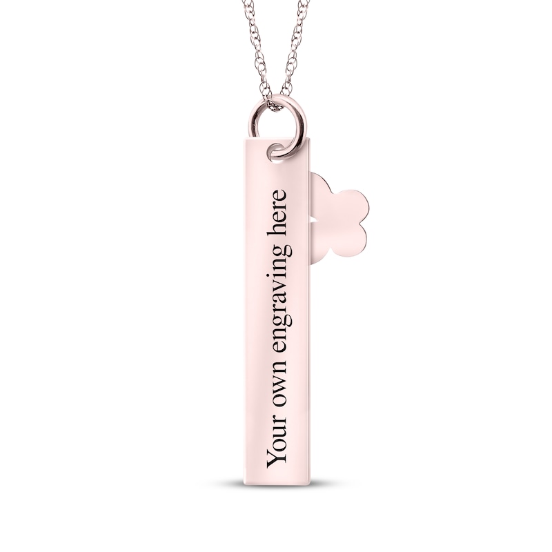 Your Own Fingerprint Bar & Butterfly Necklace 10K Rose Gold 18"